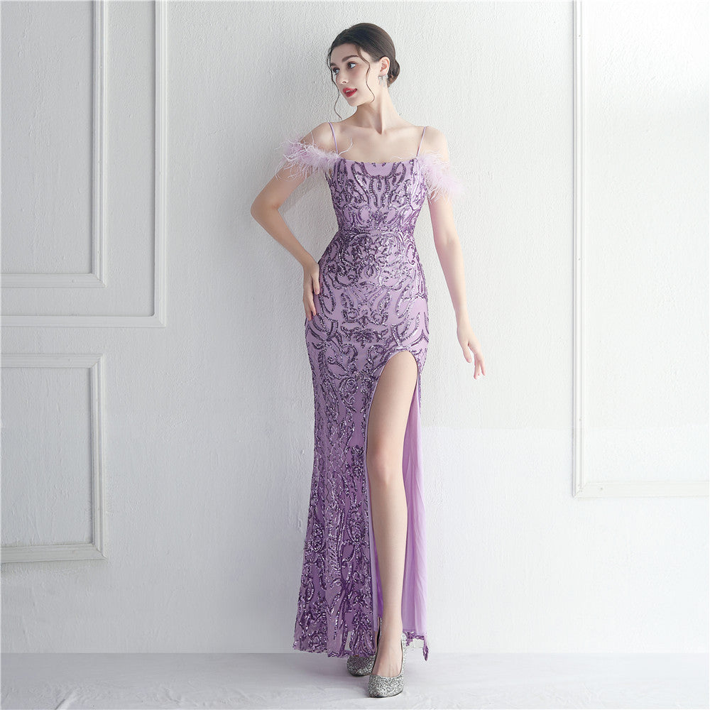 19985 #Hot trade spot New supply positioning flower bead piece ordering process sexy suspender dress long