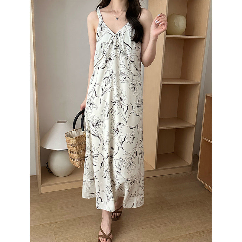 2025 popular Spring Korean Retro Casual Elegant Suspender Skinny Suspender Dress 6665-1