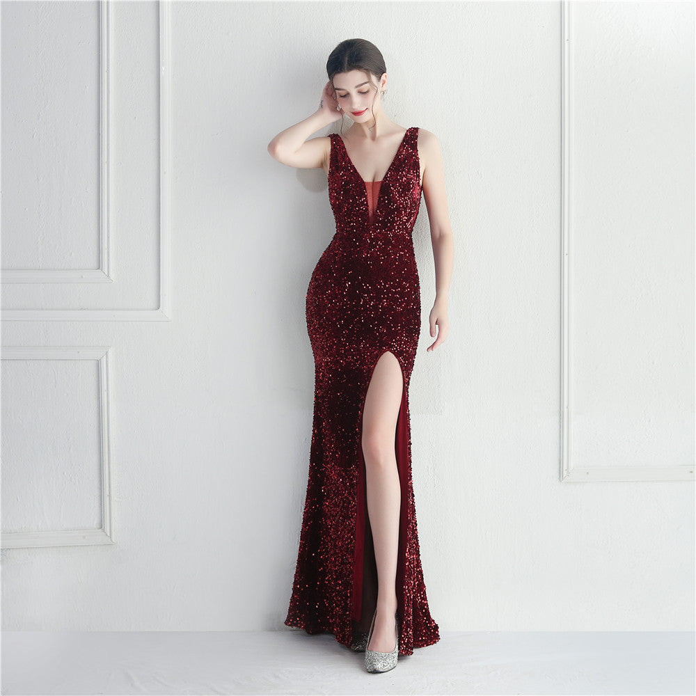 19887 #Hot Trade Spot Symphony Beads Beads Ladies Ball Party Long Dresses Evening Dresses