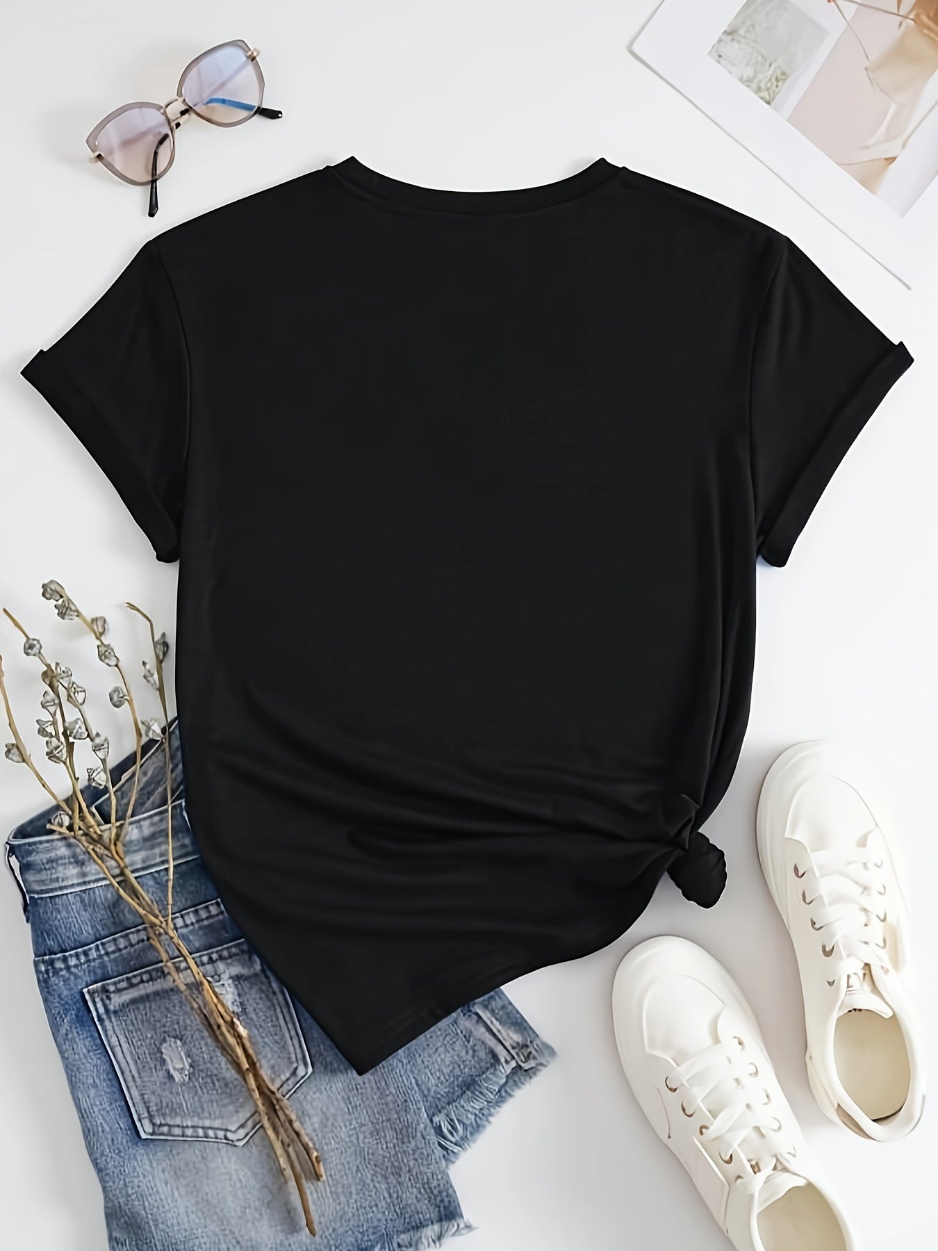 Vibrant Alphabet Letter Print Crew Neck T-Shirt - Soft Mid-Elasticity Polyester Fabric, Machine Washable, Short Sleeve, Regular Length, Young Style for Spring, Summer, and Fall - Perfect for Casual Daily Wear