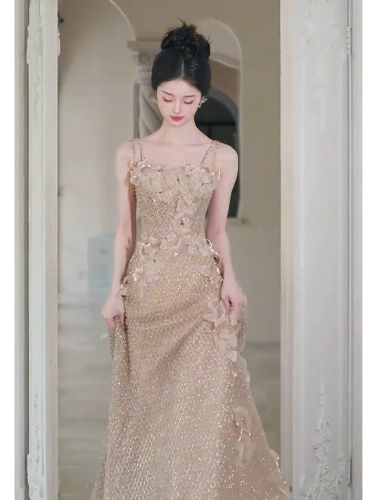 evening dress women's  new high-end fairy high-end light luxury niche art examination banquet temperament dress