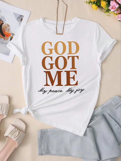 Vibrant Alphabet Letter Print Crew Neck T-Shirt - Soft Mid-Elasticity Polyester Fabric, Machine Washable, Short Sleeve, Regular Length, Young Style for Spring, Summer, and Fall - Perfect for Casual Daily Wear