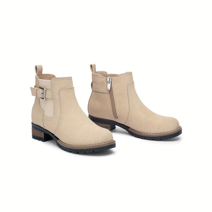 Trendy Womens Short Ankle Booties - Chelsea Inspired, Zippered Faux Leather Motorcycle Booties - Comfortable & Durable for Everyday Style