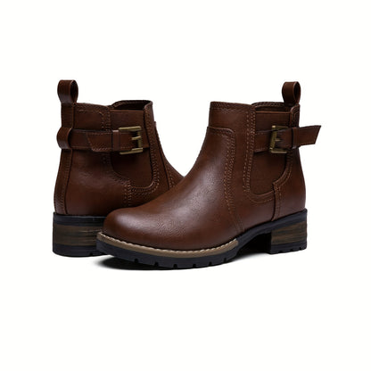 Trendy Womens Short Ankle Booties - Chelsea Inspired, Zippered Faux Leather Motorcycle Booties - Comfortable & Durable for Everyday Style