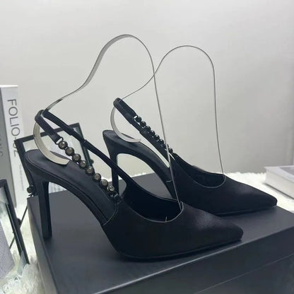 Women's Shoes New High Heel Trendy Celebrity Girl Fashionable Versatile Vintage Style Comfortable Minimalist Style Triple Black Free shipping